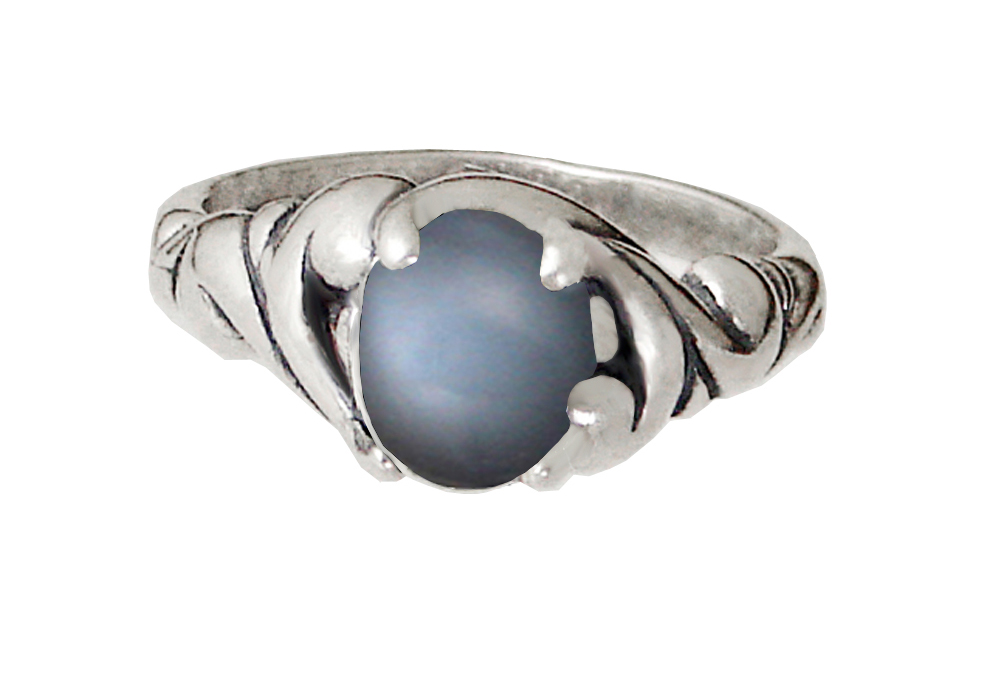 Sterling Silver Gemstone Ring With Grey Moonstone Size 10